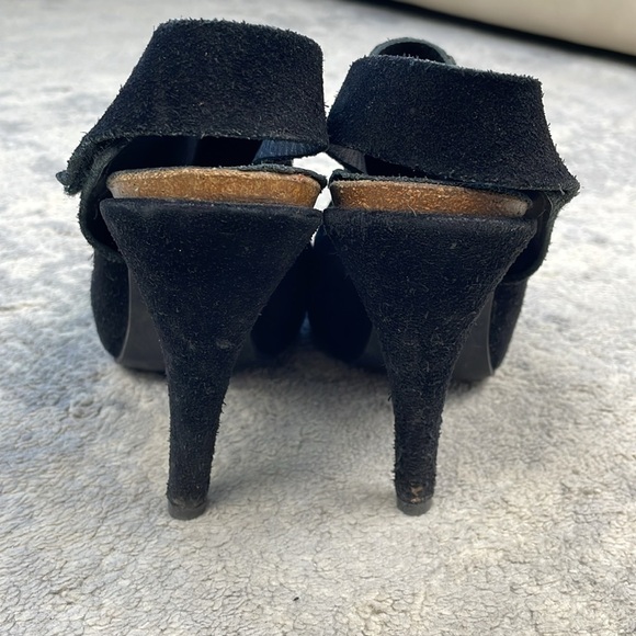 Pedro Garcia Paola Suede Peeptoe Slingback Platform Heels Black Sz 40 - Picture 6 of 16